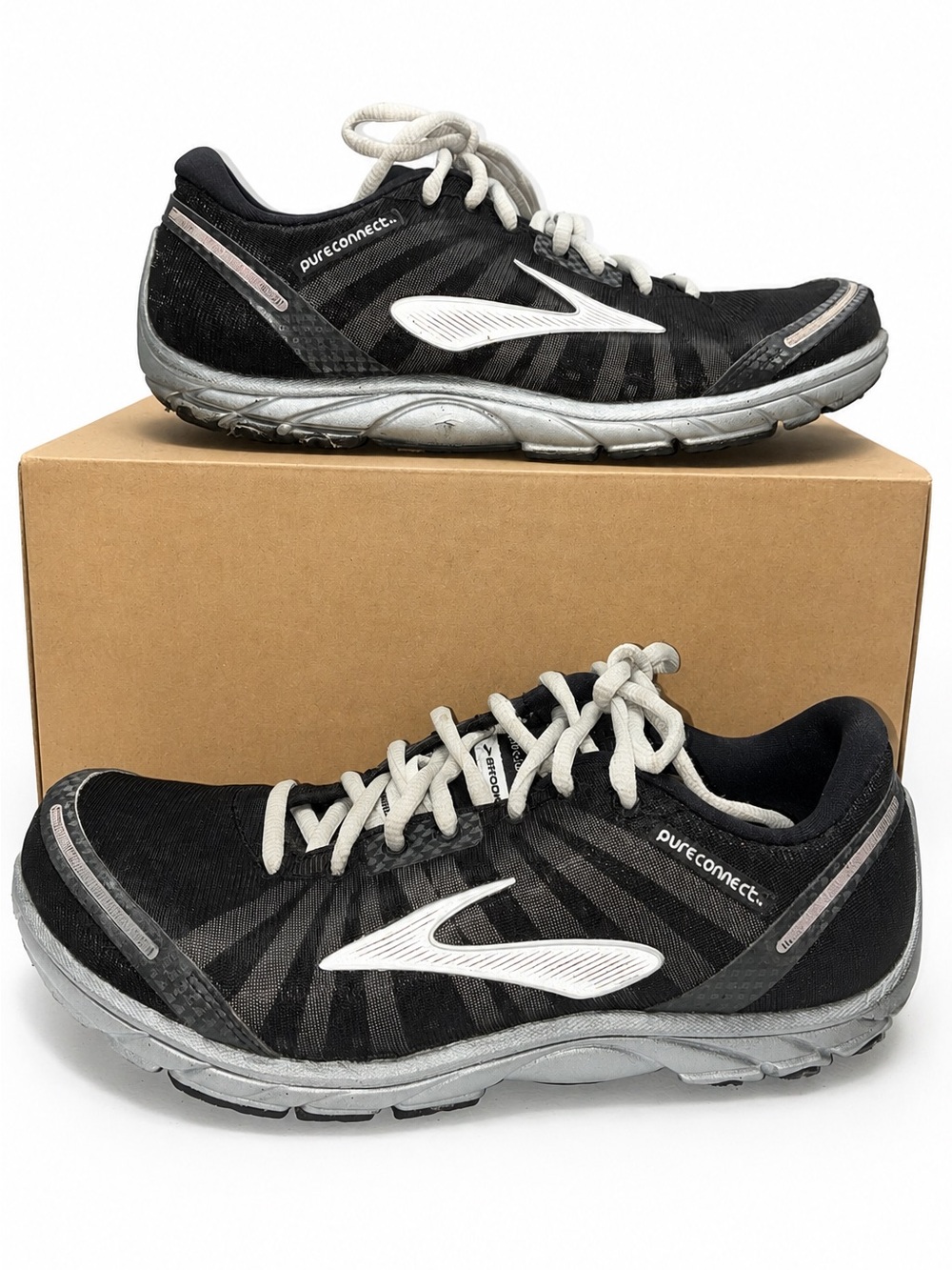 Brooks PureConnect Men’s Size 9 M Black Silver Lightweight Mesh Running Shoes